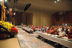 Curtis Martin, the founder and president of the Fellowship of Catholic University Students, gives a presentation to participants at the fifth annual Indiana Catholic Men’s Conference on Oct. 16. (Photo by Sean Gallagher)