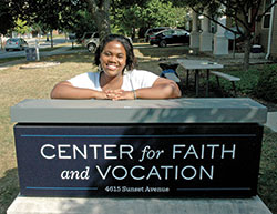 Cheyenne Johnson poses for a photo at Butler University in Indianapolis where the senior has embraced her desire to become a Catholic and the faith-filled community that has welcomed her. (Photo by John Shaughnessy)