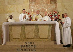 Annunciation Parish and Holy Rosary Parish gathered at Annunciation's Holy Spirit Church on July 4 for the annual cluster Mass the parishes celebrate. The Message photo by Tim Lilley.